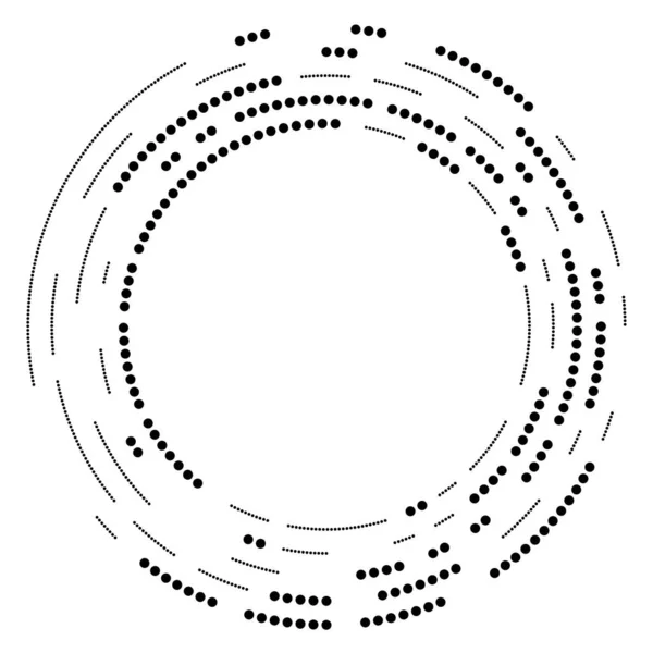 随机圆圈 斑点和雀斑同心 圆形和径向元素 指针列表 点列主义随机半色调圈股票矢量插图 剪贴画 — 图库矢量图片