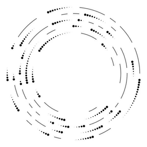 Zufällige Kreise Punkte Flecken Und Sommersprossen Konzentrisches Kreisförmiges Und Radiales — Stockvektor