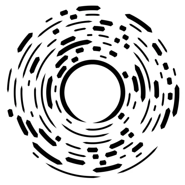 Kleurrijke Ronde Concentrische Gesegmenteerde Cirkels Radiaal Stralende Ringen Abstracte Geometrische — Stockvector