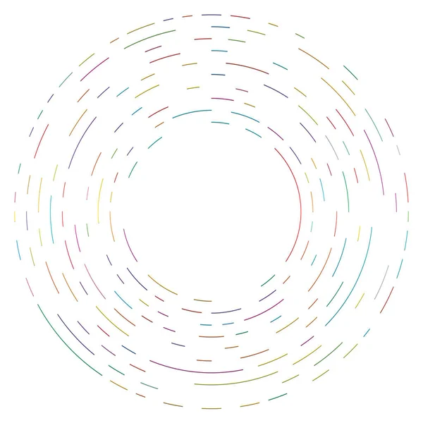 Barevné Kruhové Soustředné Segmentované Kruhy Radiální Vyzařující Prsteny Abstraktní Geometrický — Stockový vektor