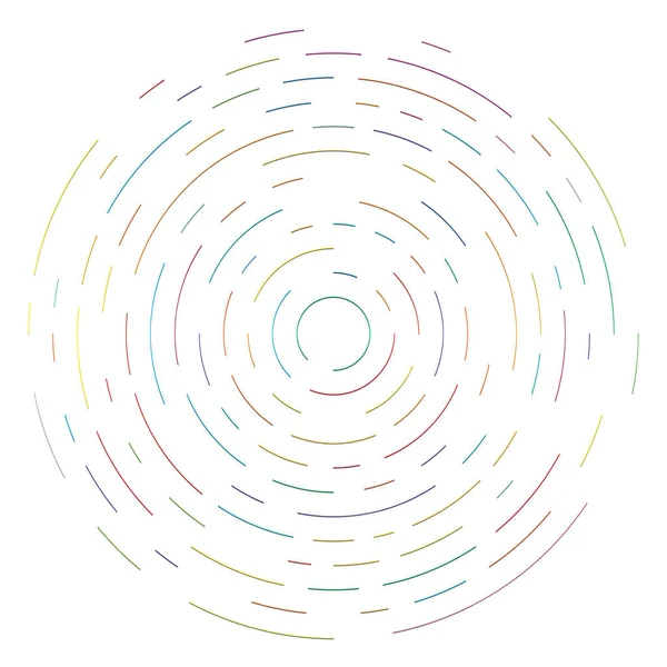 Círculos Segmentados Circulares Concêntricos Coloridos Anéis Radiais Radiantes Forma Círculo —  Vetores de Stock
