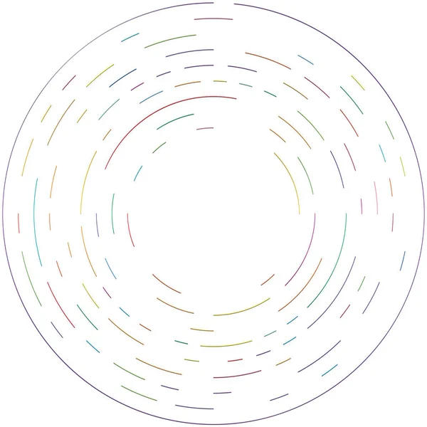 Círculos Segmentados Circulares Concêntricos Coloridos Anéis Radiais Radiantes Forma Círculo —  Vetores de Stock