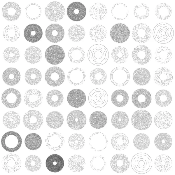 Cercles Segmentés Circulaires Concentriques Colorés Anneaux Radiaux Rayonnants Forme Abstraite — Image vectorielle