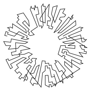 Geometrik, rastgele dairesel element. Soyut açısal çember şekli - stok vektör illüstrasyonu, klip- sanat grafikleri