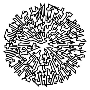 Geometrik, rastgele dairesel element. Soyut açısal çember şekli - stok vektör illüstrasyonu, klip- sanat grafikleri