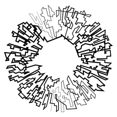 Geometrik, rastgele dairesel element. Soyut açısal çember şekli - stok vektör illüstrasyonu, klip- sanat grafikleri