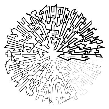 Geometrik, rastgele dairesel element. Soyut açısal çember şekli - stok vektör illüstrasyonu, klip- sanat grafikleri