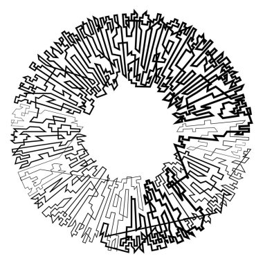 Geometrik, rastgele dairesel element. Soyut açısal çember şekli - stok vektör illüstrasyonu, klip- sanat grafikleri