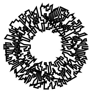 Geometrik, rastgele dairesel element. Soyut açısal çember şekli - stok vektör illüstrasyonu, klip- sanat grafikleri