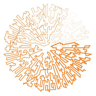 Geometrik, rastgele dairesel element. Soyut açısal çember şekli - stok vektör illüstrasyonu, klip- sanat grafikleri