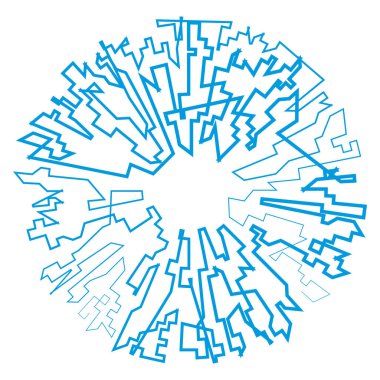 Geometrik, rastgele dairesel element. Soyut açısal çember şekli - stok vektör illüstrasyonu, klip- sanat grafikleri