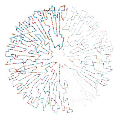 Geometrik, rastgele dairesel element. Soyut açısal çember şekli - stok vektör illüstrasyonu, klip- sanat grafikleri