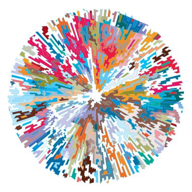 Geometrik, rastgele dairesel element. Soyut açısal çember şekli - stok vektör illüstrasyonu, klip- sanat grafikleri