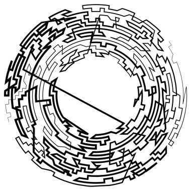Geometrik, rastgele dairesel element. Soyut açısal çember şekli - stok vektör illüstrasyonu, klip- sanat grafikleri