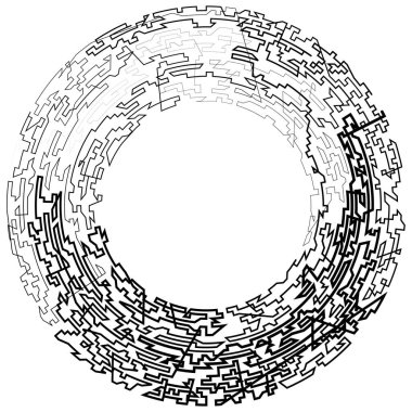 Geometrik, rastgele dairesel element. Soyut açısal çember şekli - stok vektör illüstrasyonu, klip- sanat grafikleri