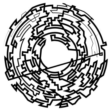 Geometrik, rastgele dairesel element. Soyut açısal çember şekli - stok vektör illüstrasyonu, klip- sanat grafikleri
