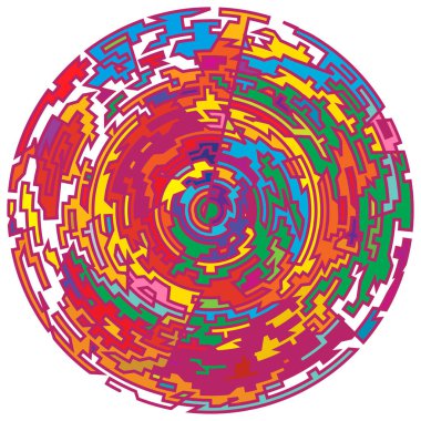 Geometrik, rastgele dairesel element. Soyut açısal çember şekli - stok vektör illüstrasyonu, klip- sanat grafikleri
