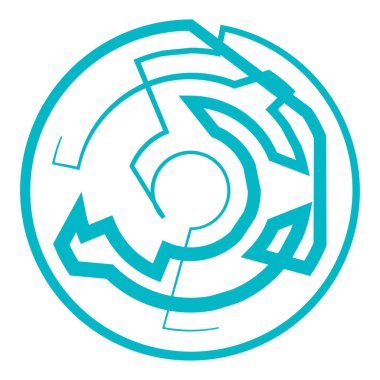 Geometrik, rastgele dairesel element. Soyut açısal çember şekli - stok vektör illüstrasyonu, klip- sanat grafikleri