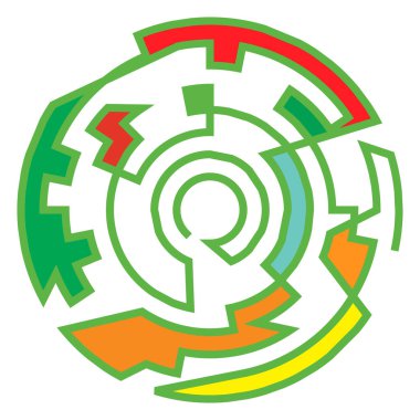 Geometrik, rastgele dairesel element. Soyut açısal çember şekli - stok vektör illüstrasyonu, klip- sanat grafikleri