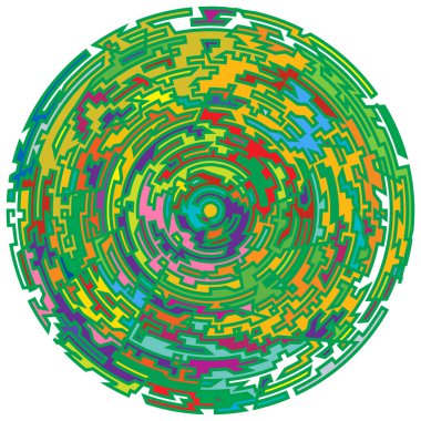 Geometrik, rastgele dairesel element. Soyut açısal çember şekli - stok vektör illüstrasyonu, klip- sanat grafikleri