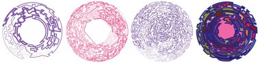 Geometrik, rastgele dairesel element. Soyut açısal çember şekli - stok vektör illüstrasyonu, klip- sanat grafikleri