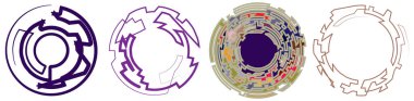 Geometrik, rastgele dairesel element. Soyut açısal çember şekli - stok vektör illüstrasyonu, klip- sanat grafikleri
