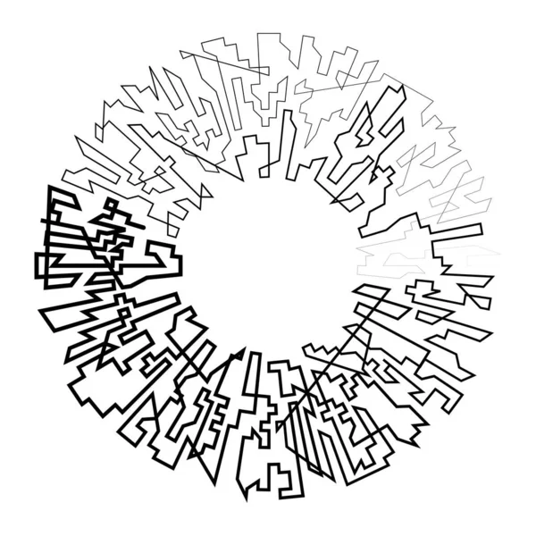 Elemento Circular Geométrico Aleatório Forma Círculo Angular Abstrato Ilustração Vetor — Vetor de Stock