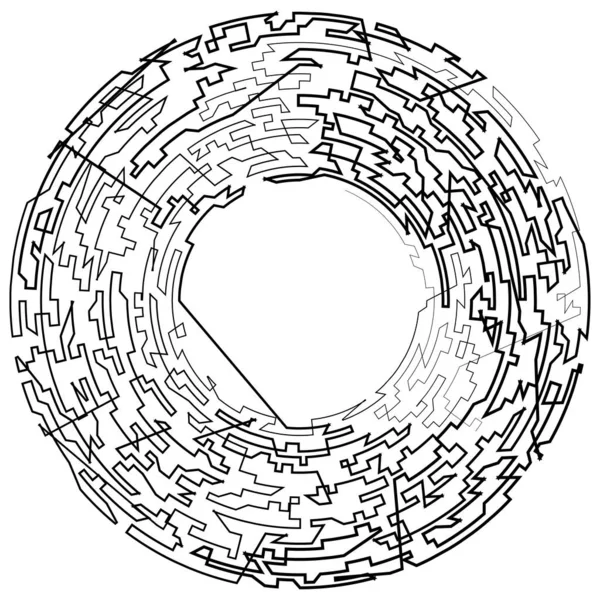 Elemento Circular Geométrico Aleatório Forma Círculo Angular Abstrato Ilustração Vetor —  Vetores de Stock