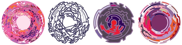 Geometrik, rastgele dairesel element. Soyut açısal çember şekli - stok vektör illüstrasyonu, klip- sanat grafikleri
