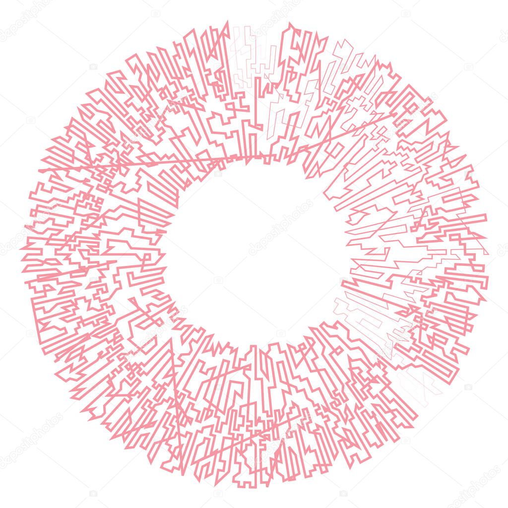 Geometric, random circular element. Abstract angular circle shape - stock vector illustration, clip-art graphics
