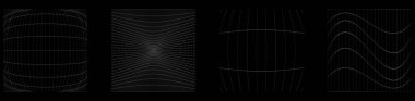 Şebeke, ağ, ızgara, kafes, bozulma ve deformasyon etkisiyle kablo. Büküm, büküm bozma ızgarası - stok vektör çizimi, klip- sanat grafikleri