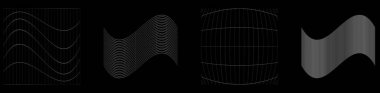 Şebeke, ağ, ızgara, kafes, bozulma ve deformasyon etkisiyle kablo. Büküm, büküm bozma ızgarası - stok vektör çizimi, klip- sanat grafikleri