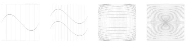 Grid Mesh Galler Spaljéer Wireframe Med Distorsion Deformationseffekt Warp Tweak — Stock vektor