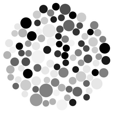 Rastgele noktalar, daireler. Noktacılık, noktacılık yarım ton, ekran tasarım öğesi. Dağınık benekler, benekler, çiller - stok vektör çizimi, klip- sanat grafikleri