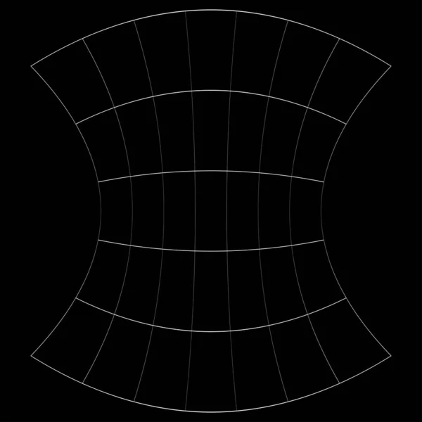 Griglia Maglia Griglia Traliccio Wireframe Con Distorsione Effetto Deformazione Curvatura — Vettoriale Stock