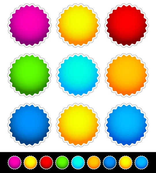 Bright blank bade set - 2 Variation, 9 Bright color — Stock Vector