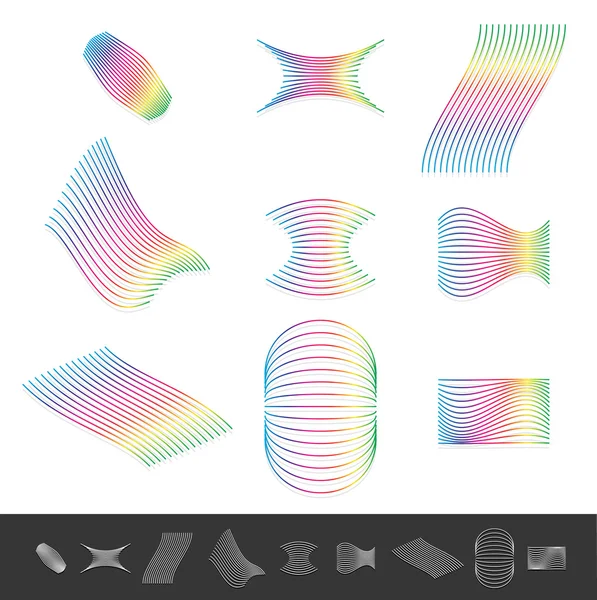 Diferentes elementos de diseño de línea con color de espectro. Monocromo v — Archivo Imágenes Vectoriales