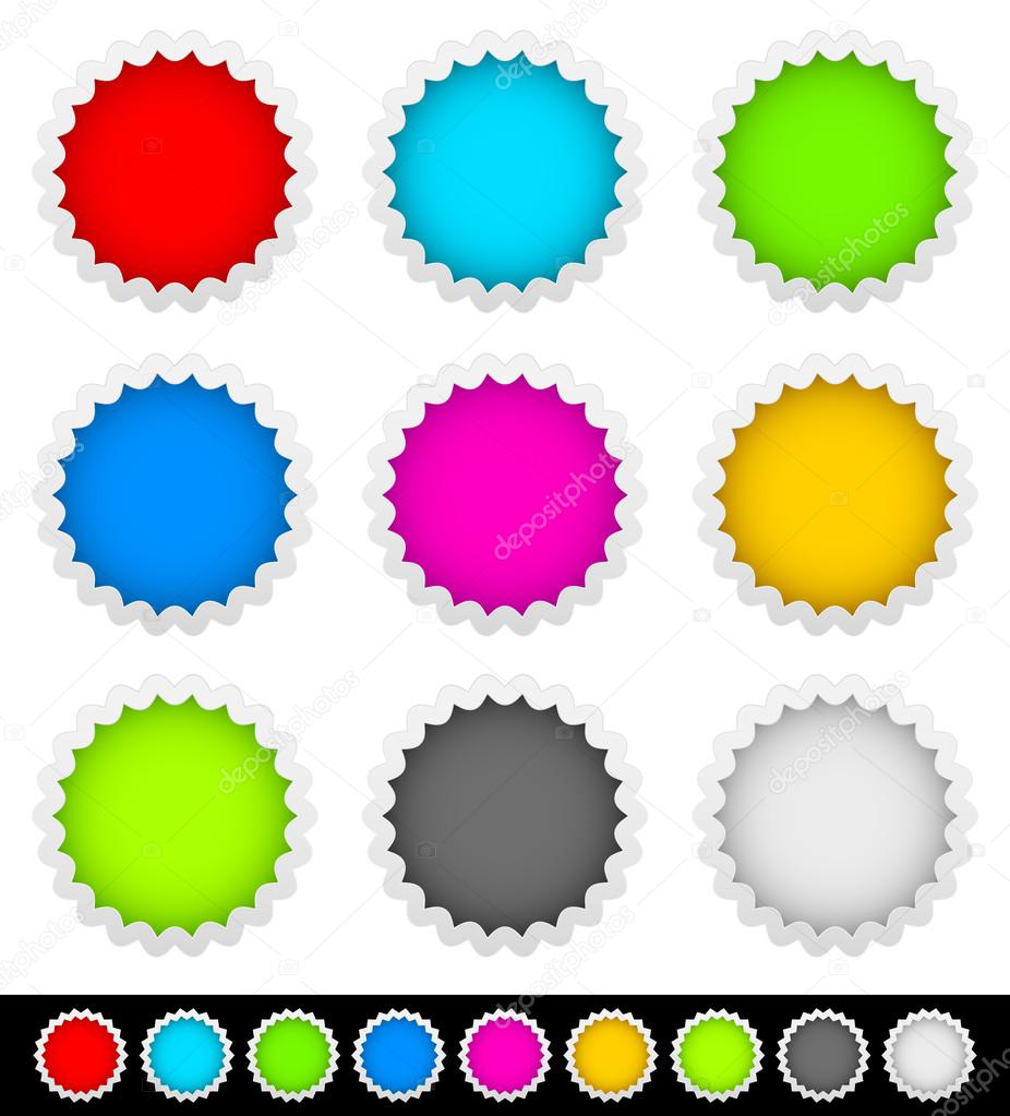 18 bright blank badge, starburst shapes