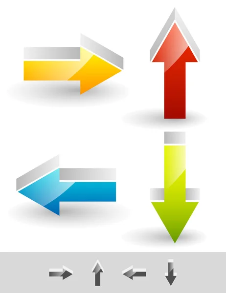 Flecha brillante y brillante en diferentes direcciones . — Archivo Imágenes Vectoriales