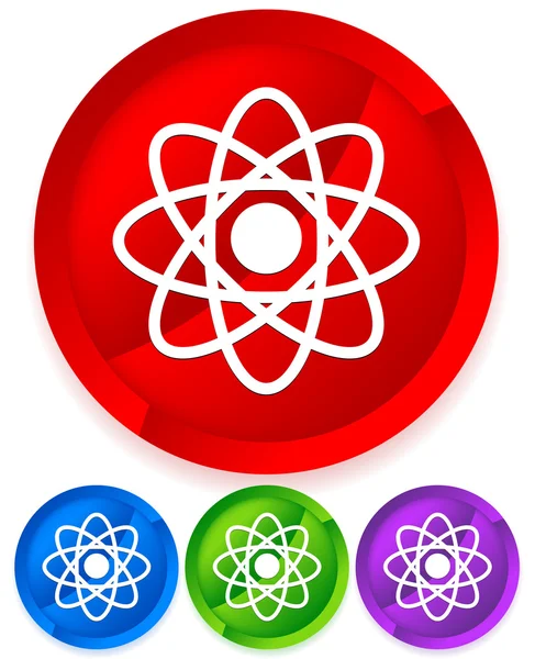 Molécula simbólica, icono de símbolo atómico para química, biología, rese — Vector de stock