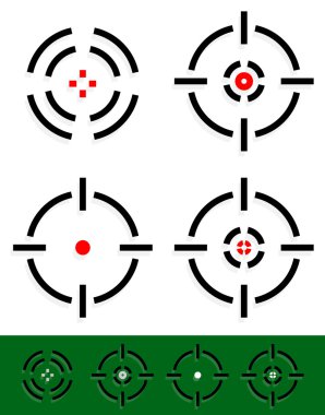 Crosshair, reticle, target mark set. 4 different cross-hairs. clipart