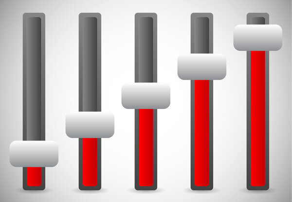 Vertical sliders, adjusters or faders, levers.