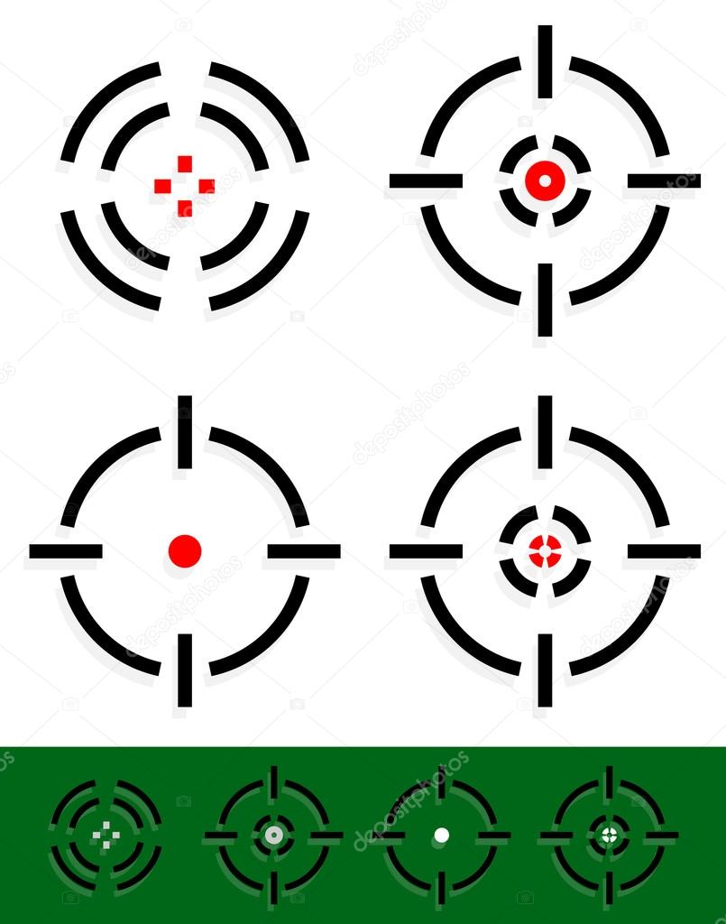 Crosshair, reticle, target mark set. 4 different cross-hairs.