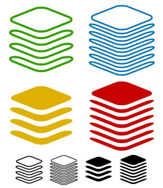 Layers graphics icons set clipart