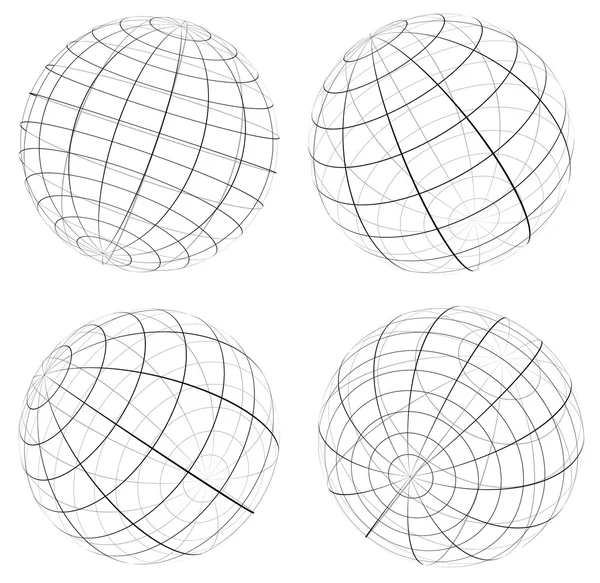 Sphères, globes, icônes de terre — Image vectorielle