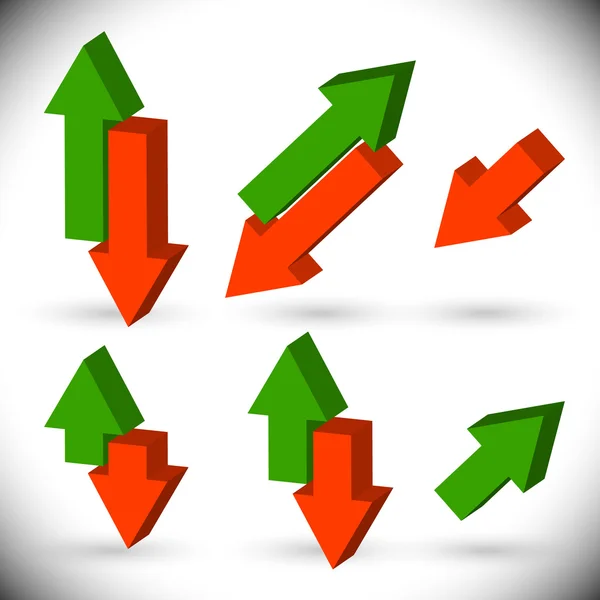 Flechas hacia arriba, hacia abajo establecidas — Archivo Imágenes Vectoriales