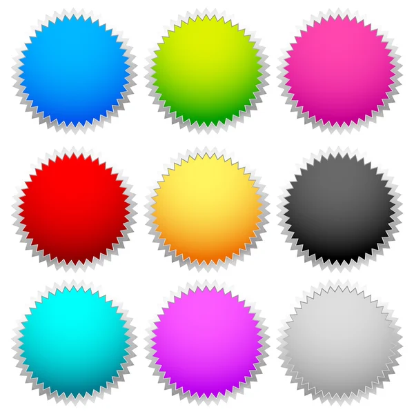 Brillante, juego de insignias de colores — Vector de stock
