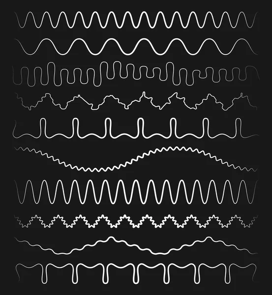 Set bergelombang, garis-garis sinuous - Stok Vektor