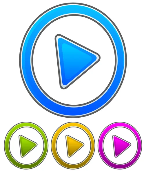 Ícones coloridos botão de reprodução — Vetor de Stock