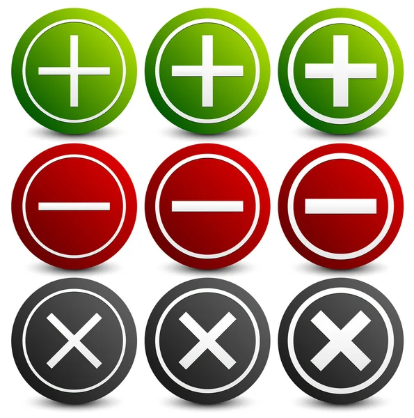 Plus, minus, cross icons. — Stock Vector